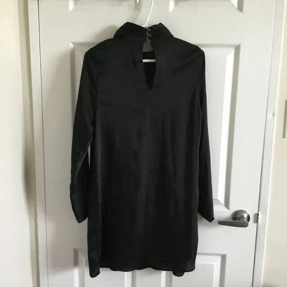 River Island Long Sleeve Silky Mini  Dress - Black US 6 - Picture 3 of 6